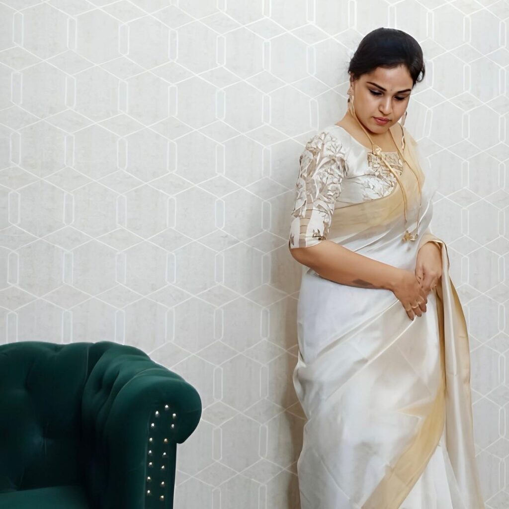 white designed saree