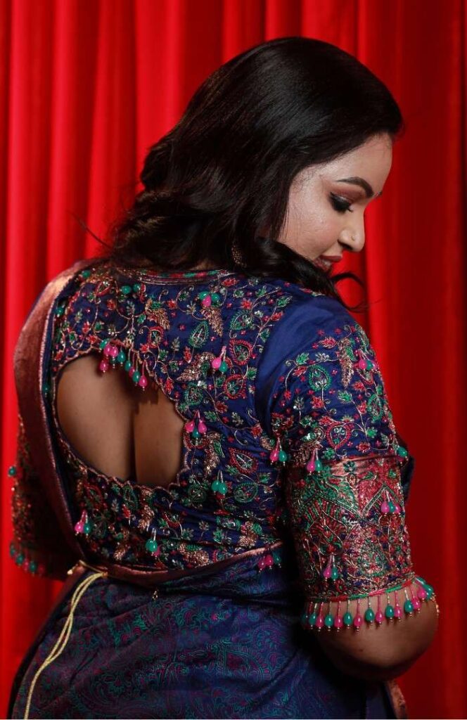 Blue Aari Work Blouse